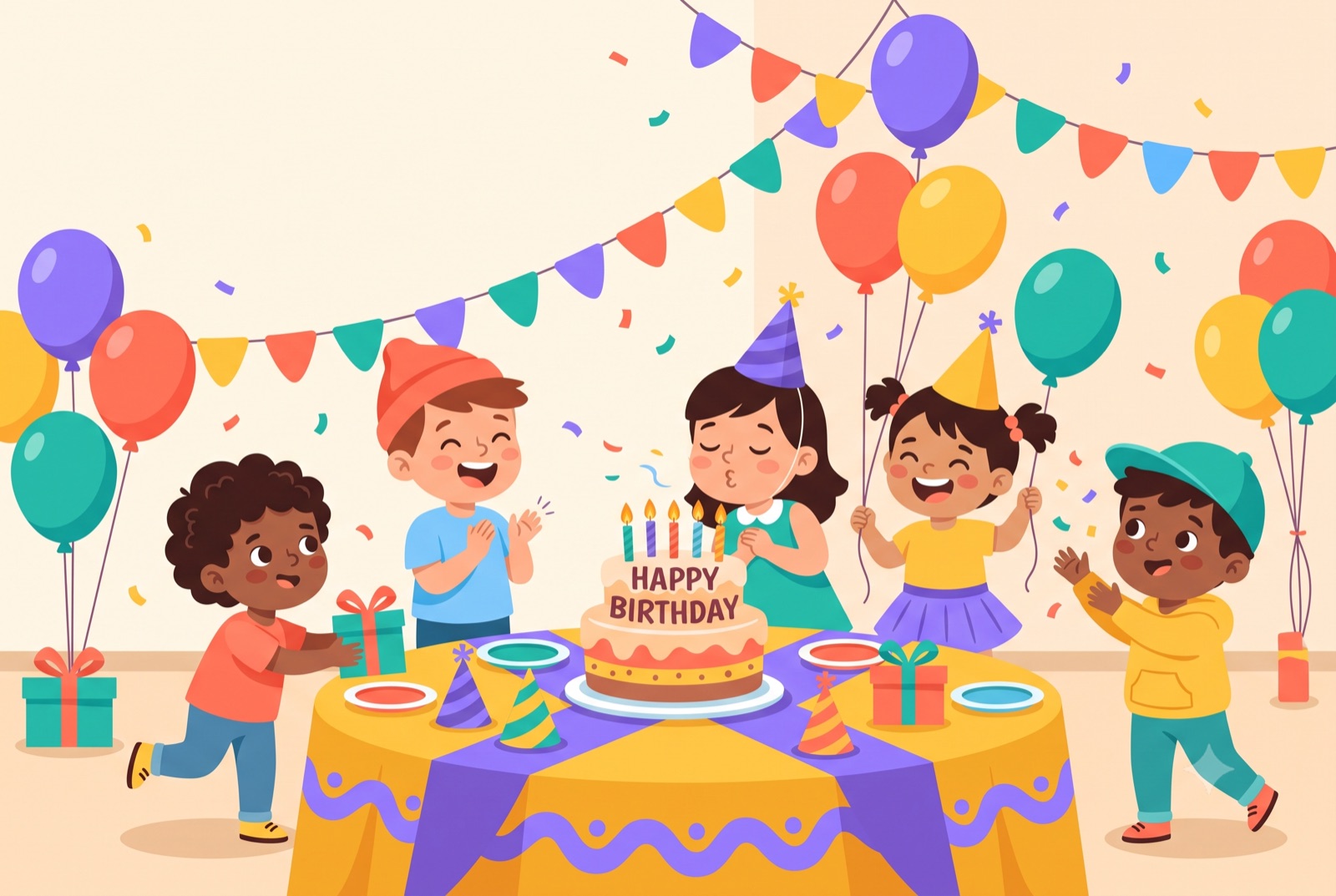 Festa di compleanno a tema con torta e palloncini alla ludoteca EgoLandia